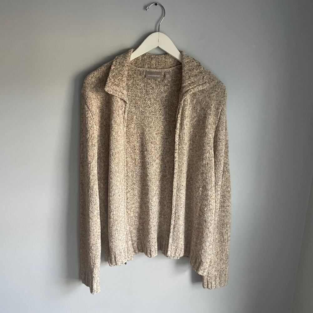 Croft & Barrow Y2K Cream Beige Chenille Sweater Knit Zip Up Cozy Heritage XL - Picture 2 of 9